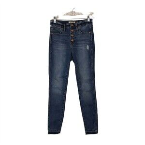 Madewell 10" High Rise Skinny  Button Fly Drop Hem Size 26 Stretch Denim Jeans